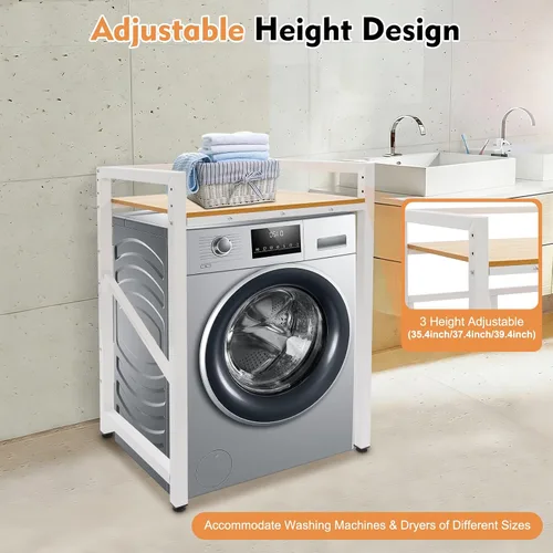 Vista 4 de Soporte apilable para lavadora y secadora, estante resistente para lavadora con diseño ajustable, capacidad de carga de 660 libras, estante