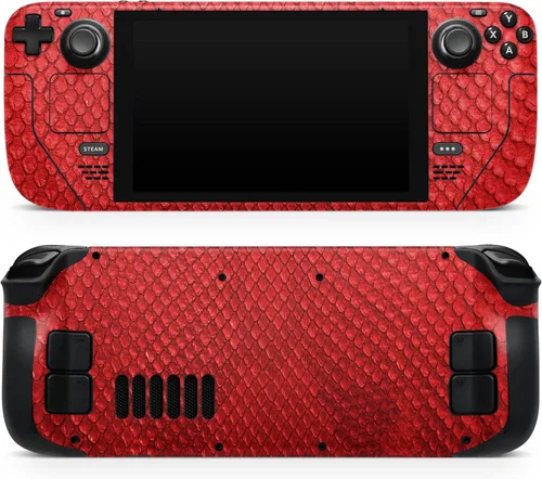 Vista 6 de Design Skinz - Compatible con Steam Deck - Calcomanía protectora de vinilo extraíble resistente a los arañazos - Patrón de piel de serpiente roja V3