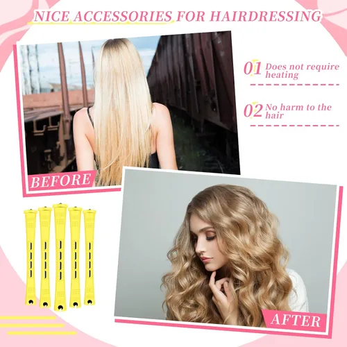 Vista 5 de Tigeen 200 varillas permanentes para cabello natural, rodillos de plástico para el cabello, pequeños rizadores sin calor, barra de onda fría