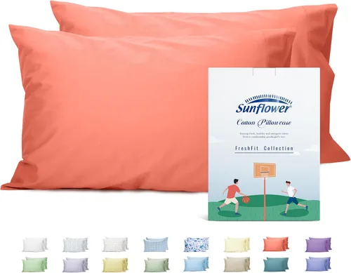 Vista 30 de Sunflower Juego de 2 fundas de almohada tamaño Queen, 100% algodón, 2 fundas de almohada Queen de 20 x 30 pulgadas, color ceniza, suaves