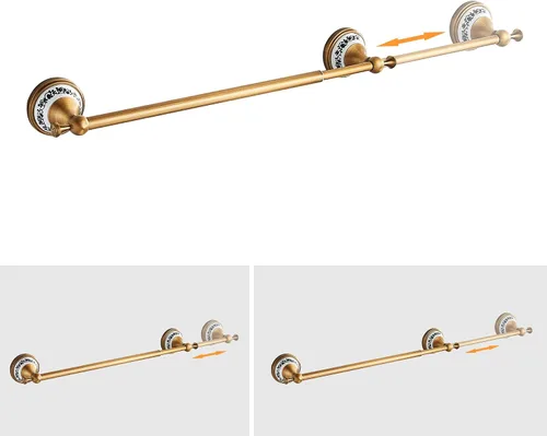 Vista 3 de Juego de accesorios de baño de bronce antiguo, toallero ajustable, soporte para rollo de papel higiénico, soporte para toalla de mano, gancho, juego