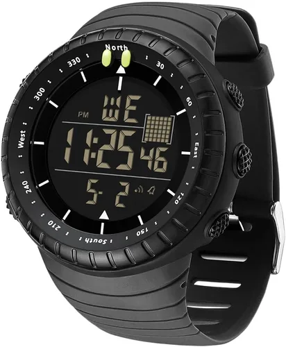 Vista 14 de Reloj deportivo digital con correa de resina negra, impermeable, cronómetro, para hombres y mujeres