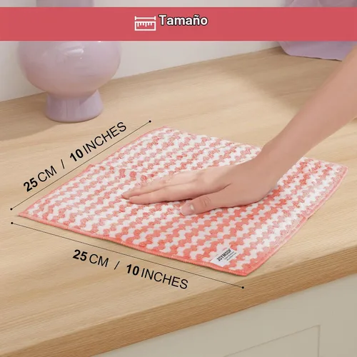 Vista 9 de JOYMOOP Paño de limpieza de microfibra, juego de 18 piezas, pequeño, rosa