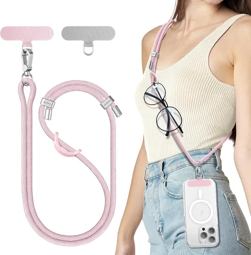 Vista 12 de SURPHY Cordón para teléfono, correa cruzada ajustable para teléfono con 2 pestañas de amarre para teléfono celular, hebillas de metal de alta