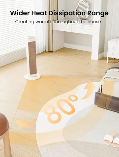 Vista 3 de Calentadores de espacio de 25 pulgadas para uso en interiores, habitaciones grandes, calentadores eléctricos para uso en interiores con termostato