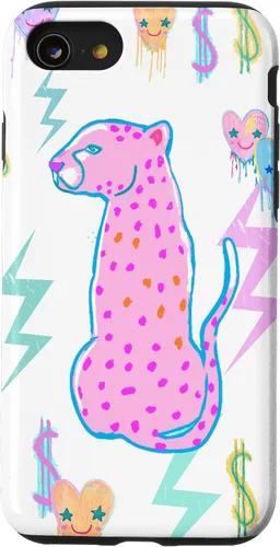 Vista 18 de iPhone 16 Preppy Art Cheetah, Pink Cheetah, Preppy Art Estética Funda