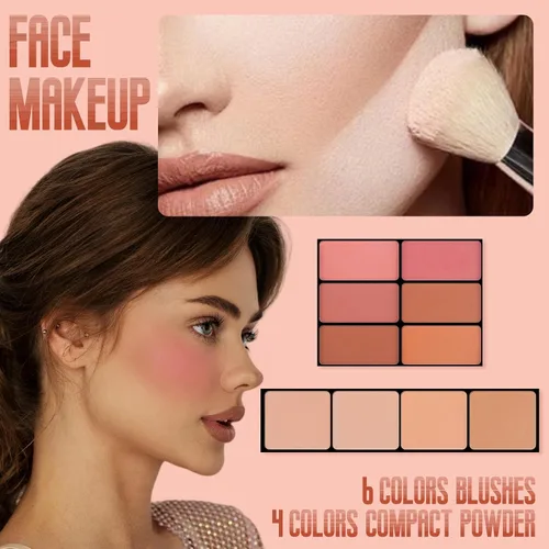 Vista 5 de Joyeee Juego de regalo de maquillaje todo en uno, kit completo para mujer, kit completo con bolsa de maquillaje, corrector, lápiz labial, rubor