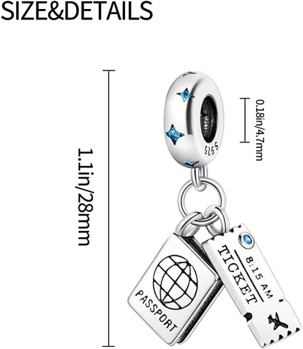 Vista 5 de Pandach Dije de viaje alrededor del mundo para mujer, pulsera de plata de ley 925, cuentas colgantes de joyería para niña, regalos para mujer
