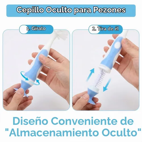 Vista 3 de Juego de cepillo de biberón 4 en 1 de Ariseno, cepillo de biberón para bebé, juego de cepillo limpiador de biberones, incluye cepillo de biberón