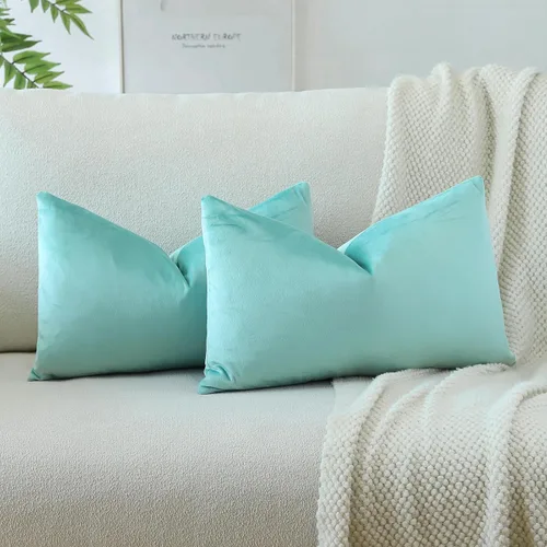 Vista 58 de OTOSTAR - Fundas de almohada decorativas de 16 x 16 pulgadas, fundas de cojín de terciopelo suave, fundas cuadradas para sofá, cama, sofá del hogar