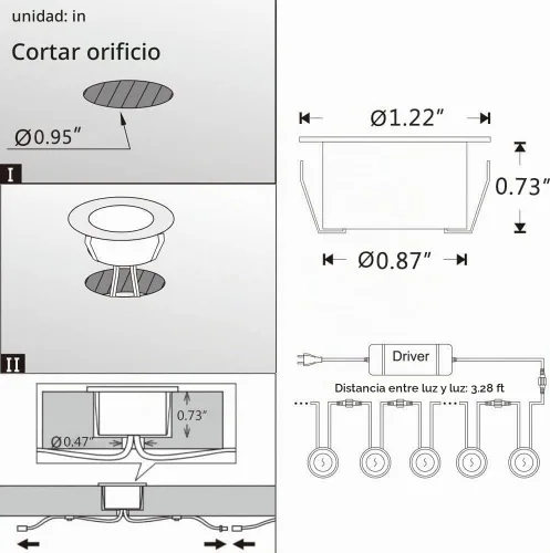Vista 6 de Sumaote Kit de luces LED para cubierta, carcasa negra, 50 unidades, 1.22 pulgadas, WiFi, control de teléfono inteligente, bajo voltaje, empotrada
