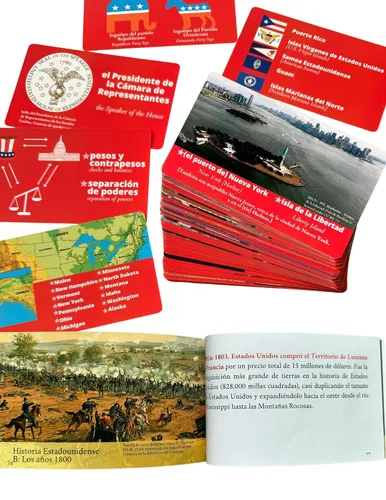 Vista 3 de US Citizenship Test Flashcards & Study Guide Combo Set (EspañolInglés) Ciudadanía Americana Tarjetas y Guía de Estudio de Bolsillo, 100 preguntas