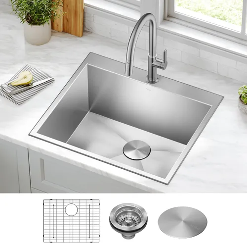 Vista 2 de Kraus KHT301-25 Standart PRO Kitchen Fregadero de Cocina de Acero Inoxidable, 25 Pulgadas