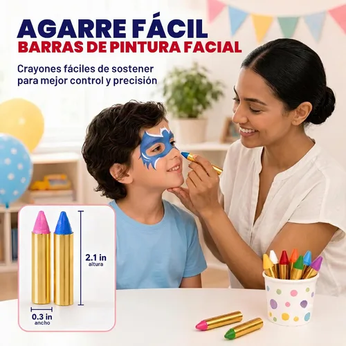 Vista 6 de Kangaroo 32 Washable Face Painting Kit for Kids, 16 Colors (2 Each)