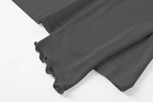 Vista 5 de Lightweight Ruffle Mock Neck Tops Ribbed Lettuce Trim Soft Base Layer for Women