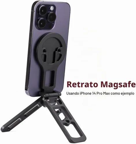 Vista 3 de Trípode de bolsillo compatible con MagSafe, sujeción magnética resistente, altura ajustable para teléfonos MagSafe, ideal para vlogging