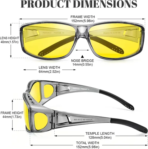 Vista 3 de Night Vision Driving Glasses for Women Men, Wrap Around Night Vision Polarized Glasses for Driving