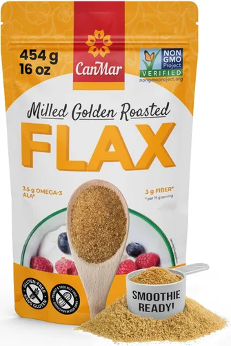 Vista 9 de Semillas de lino de 16 oz (1 libra), semillas de lino tostadas doradas, sin OMG y veganas