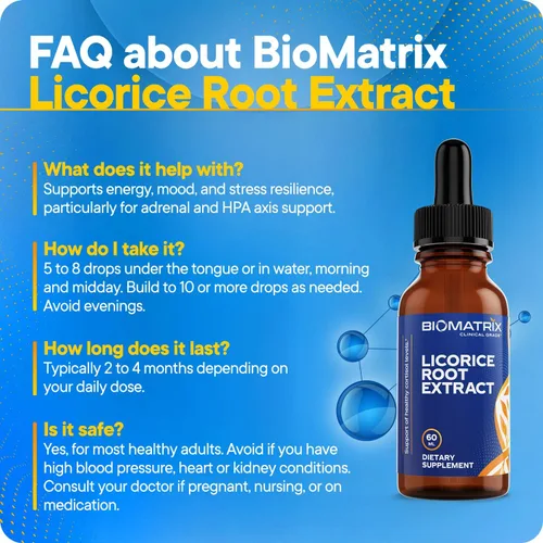 Vista 6 de BioMatrix Extracto de raíz de regaliz (1200 gotas de 2 onzas líquidas) más ingrediente activo que las marcas competidoras