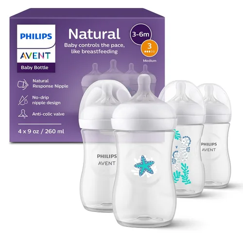 Vista 16 de Philips Avent - Biberón natural con boquilla de respuesta natural, azul, 4 onzas, paquete de 4, SCY900/24