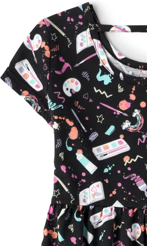 Vista 3 de The Children's Place Girls' Short Sleeve Casual Skater Dresses