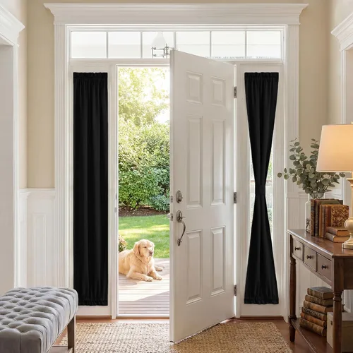 Vista 37 de PONY DANCE Persianas para puertas – Paneles opacos para tratamiento de ventanas, cortinas sólidas de alta resistencia con bolsillo para barra