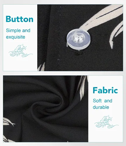 Vista 5 de BOJIN Camisas hawaianas de manga corta con botones para hombre, camisas casuales de verano, estampado floral tropical, camisas de playa Aloha