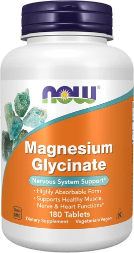 Vista 9 de NOW Supplements, Glicinato de magnesio 100 mg, forma altamente absorbible, 90 tabletas