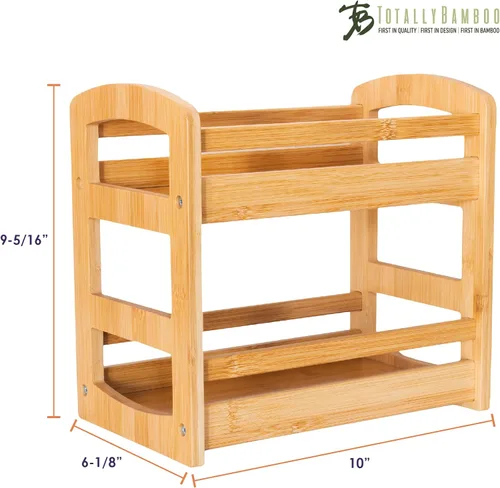 Vista 5 de Totally Bamboo Organizador de especias de 2 estantes, estante organizador para encimera de cocina o armario