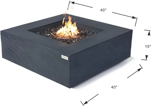 Vista 3 de Roraima - Chimenea de hormigón de 40 x 40 pulgadas, para exteriores, incluye hogueras modernas de vidrio y chimeneas al aire libre para jardín
