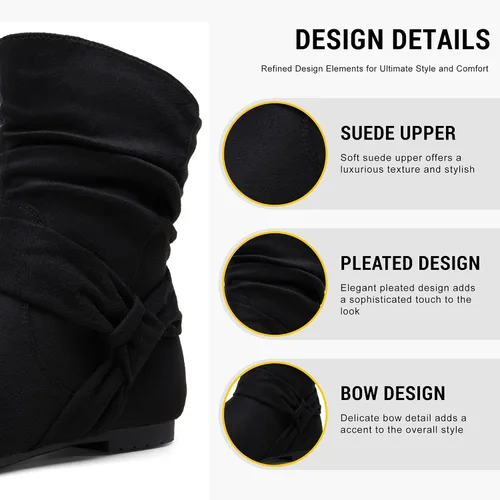 Vista 4 de Vepose Botas planas de tobillo holgado para mujer, botines cortos de tacón bajo con cremallera 939A