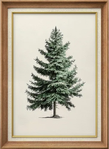 Vista 105 de MUDECOR Lienzo enmarcado prémium para pared, pinos nevados en bosque de invierno, ilustraciones modernas, arte contemporáneo, escénico, divertido