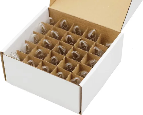 Vista 3 de Creative Hobbies® Caja de 25 bombillas parpadeantes transparentes, base de candelabro C7, parpadeo aleatorio, ideal para luces nocturnas y cuerdas