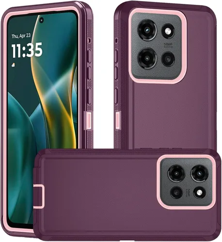 Vista 17 de Funda para Motorola Moto Edge 5G 2025, funda de teléfono resistente a prueba de golpes resistente protectora, 3 en 1 cubierta de parachoques (negro)