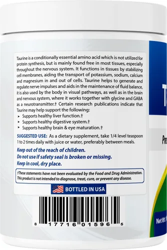 Vista 7 de Best Naturals Forma libre de polvo de taurina 100% pura, taurina, 1000 mg por porción, 1 libra (454 gm) (1 libra (paquete de 3))