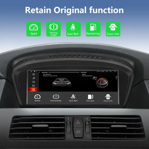 Vista 4 de Junsun Radio de coche estéreo Android para BMW Serie 3 5 E60 E90 E93 8.8 pulgadas actualización de pantalla con Carplay Android Auto 2009-2012 CIC