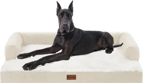 Vista 37 de Cama ortopédica para perros extragrandes, cama de espuma XL con forma de caja de huevos impermeable con lados 45x35 pulgadas, cama de sofá