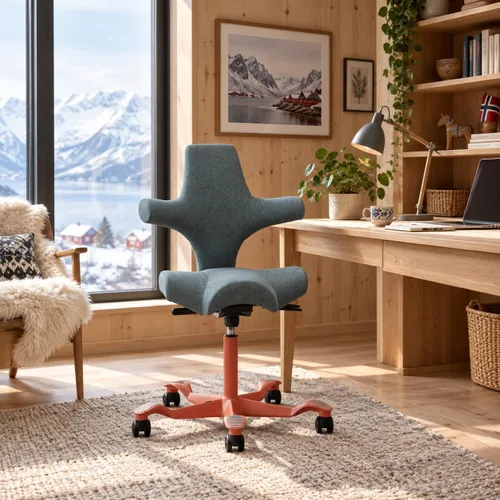 Vista 56 de HAG Capisco - Silla Sit to Stand con marco plateado, tapizada, color verde brillante Verde (Bright Green)