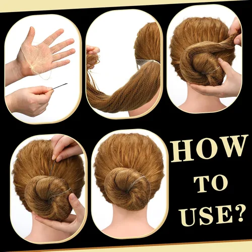 Vista 4 de 400 redes para el cabello para mujer, servicio de alimentos y moños de ballet, malla elástica invisible con bordes, 20 pulgadas (beige)