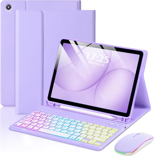 Vista 17 de Funda EAMPANG con teclado ratón para Samsung Galaxy Tab A9 Plus de 11 pulgadas (SM-X210/X215/X216/X218), teclado magnético desmontable USB-C