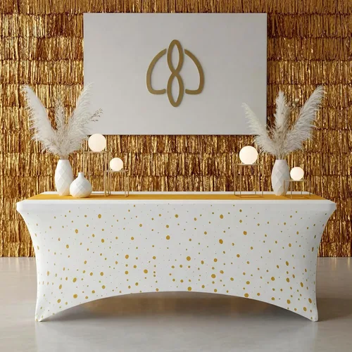 Vista 9 de Hahafelt - Mantel de elastano para mesa rectangular de 6 pies, color negro Negro dorado