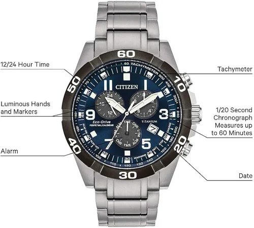 Vista 7 de Citizen Mens Eco-Drive Sport Casual Brycen Chronograph Super Titanium
