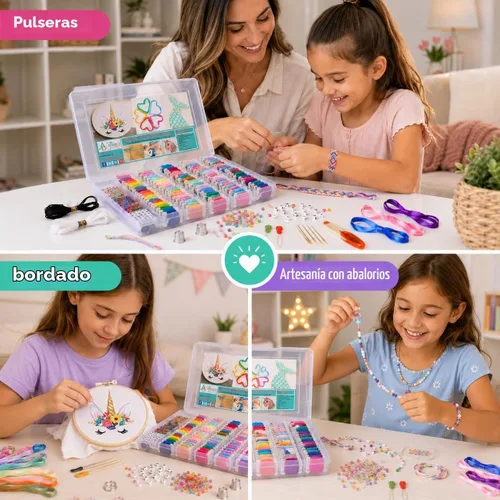 Vista 3 de Athena's - Juego de 200 pulseras de la amistad, kit de fabricación de pulseras con caja organizadora, incluye 100 piezas de hilo de hilo de hilo