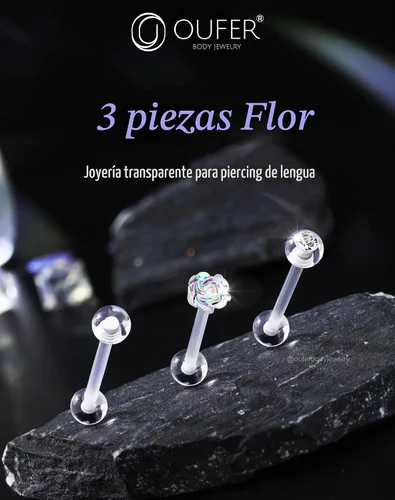 Vista 3 de OUFER 3 piezas de joyería de hélice de plástico, retenedor de piercing de labios transparente para cirugía, lindos anillos de labios