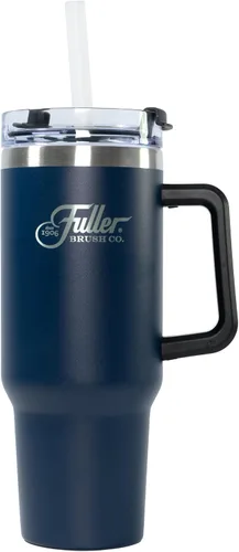 Vista 8 de Fuller Brush Vaso de acero inoxidable con asa, 40 onzas, sin bisfenol A, con aislamiento de doble pared, mantiene las bebidas calientes o frías