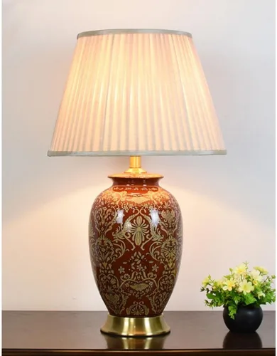 Vista 7 de Lamp for Desk Living Room Large Side Table Corner Lamp Retro Ceramic Table Lamp Modern Bedroom Bedside Lamp Desk Lamps for Home Office(Push Button