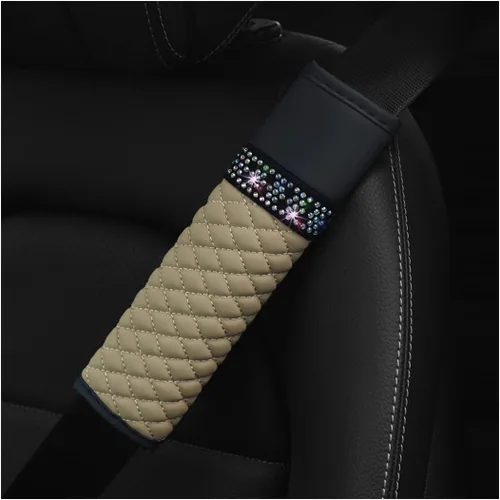 Vista 13 de AICEL - Juego de 2 fundas para cinturón de seguridad de auto, correa de hombro con brillo de strass para una conducción más cómoda, almohadillas
