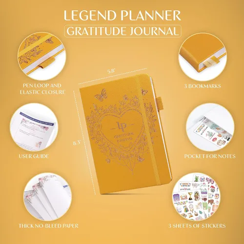 Vista 6 de Legend - Diario de gratitud – Diario diario para la positividad y la felicidad – Cuaderno de agradecimiento para escribir – Diario de afirmación