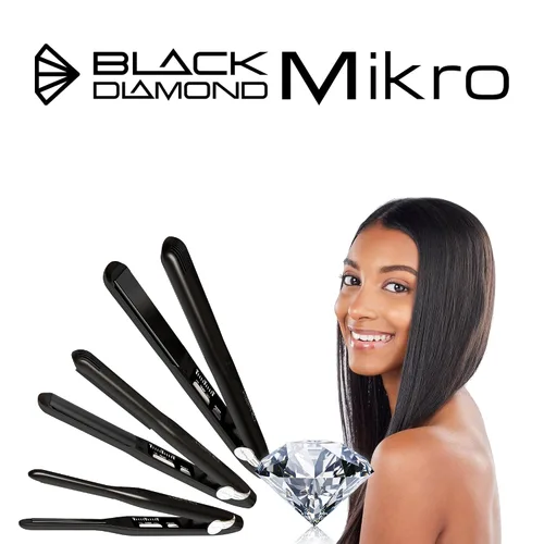 Vista 3 de H2PRO Black Diamond - Plancha alisadora de cerámica turmalina de 1 pulgada, plancha plana profesional de vanguardia para todo tipo de cabello
