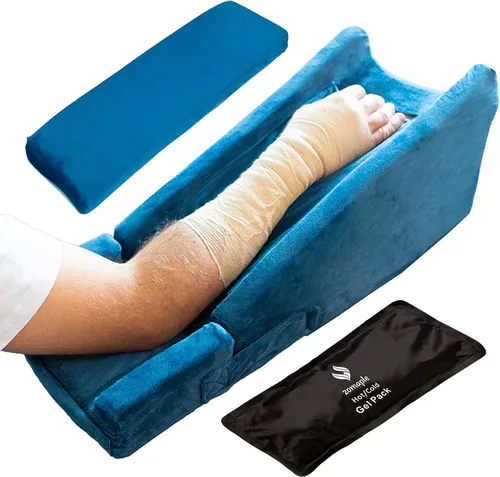 Vista 7 de Zomaple - Almohada de elevación de brazo de 3 piezas con paquete de gel para recuperación de muñeca y codo